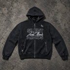 SILENT MINDS SATIN-LINED FULL-ZIP HOODIE — VINTAGE BLACK