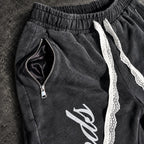 SILENT MINDS STACKED SWEATPANTS — VINTAGE BLACK