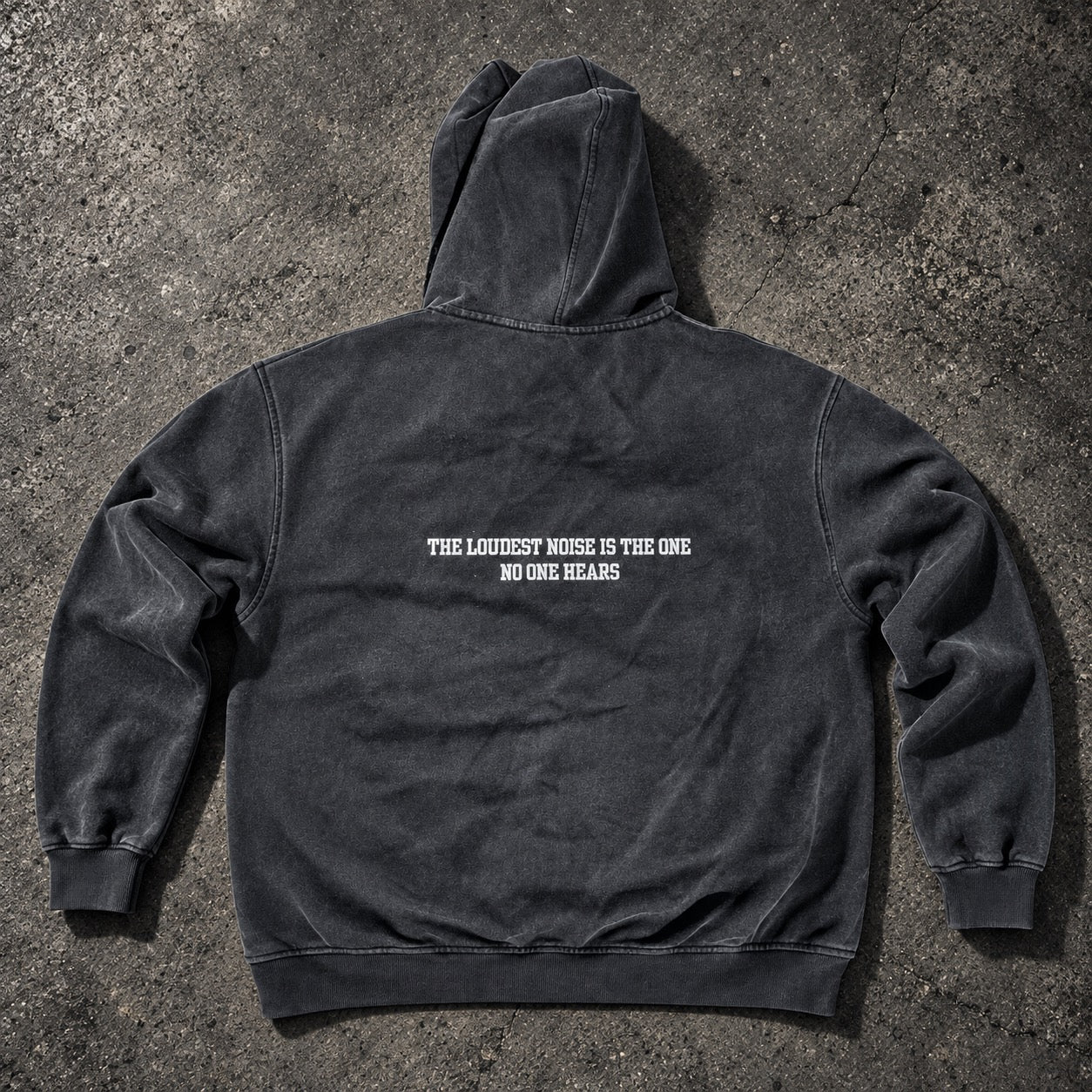 SILENT MINDS SATIN-LINED FULL-ZIP HOODIE — VINTAGE BLACK